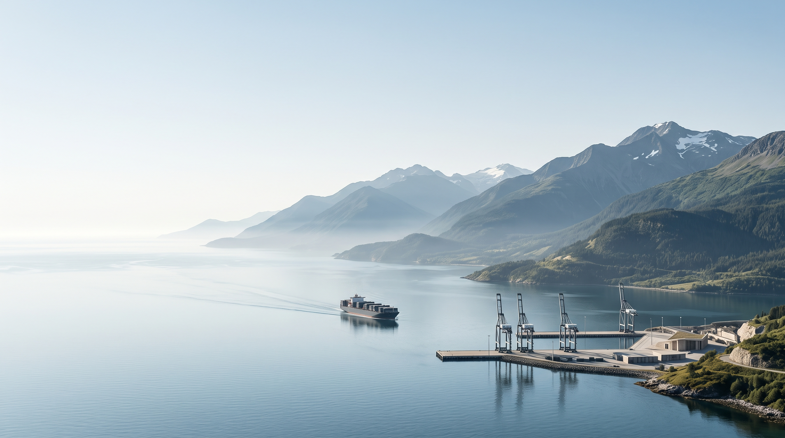 Container vessel loaded with export containers